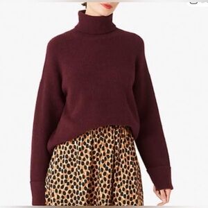 Kate Spade Burgundy Maroon Fireside Knit Turtleneck Sweater Womens Sz XS